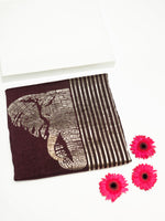 Handwoven Wine Banarasi Mashru Katan Silk Co-ord Set