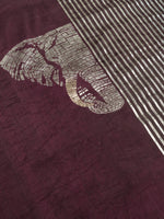 Handwoven Wine Banarasi Mashru Katan Silk Co-ord Set