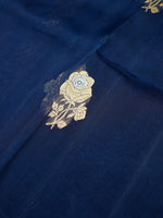 Handwoven Navy Blue Banarasi Organza Saree