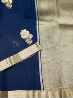 Handwoven Navy Blue Banarasi Organza Saree