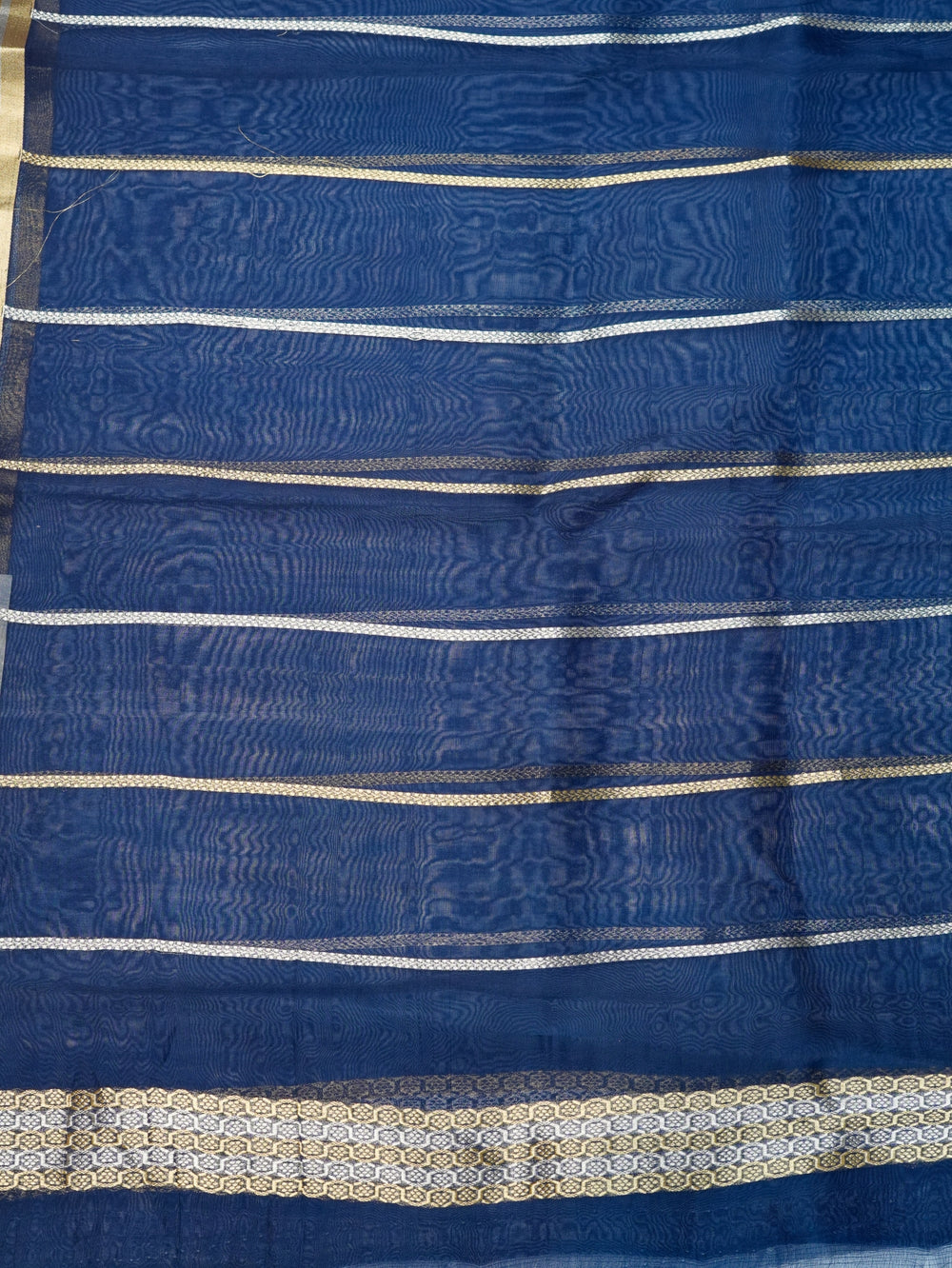 Handwoven Navy Blue Banarasi Organza Saree