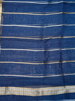 Handwoven Navy Blue Banarasi Organza Saree