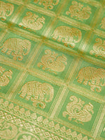 Handwoven Pista Green Motifs Banarasi Tissue Katan Silk Saree