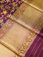 Handwoven Wine Meenakari Banarasi Katan Silk Saree