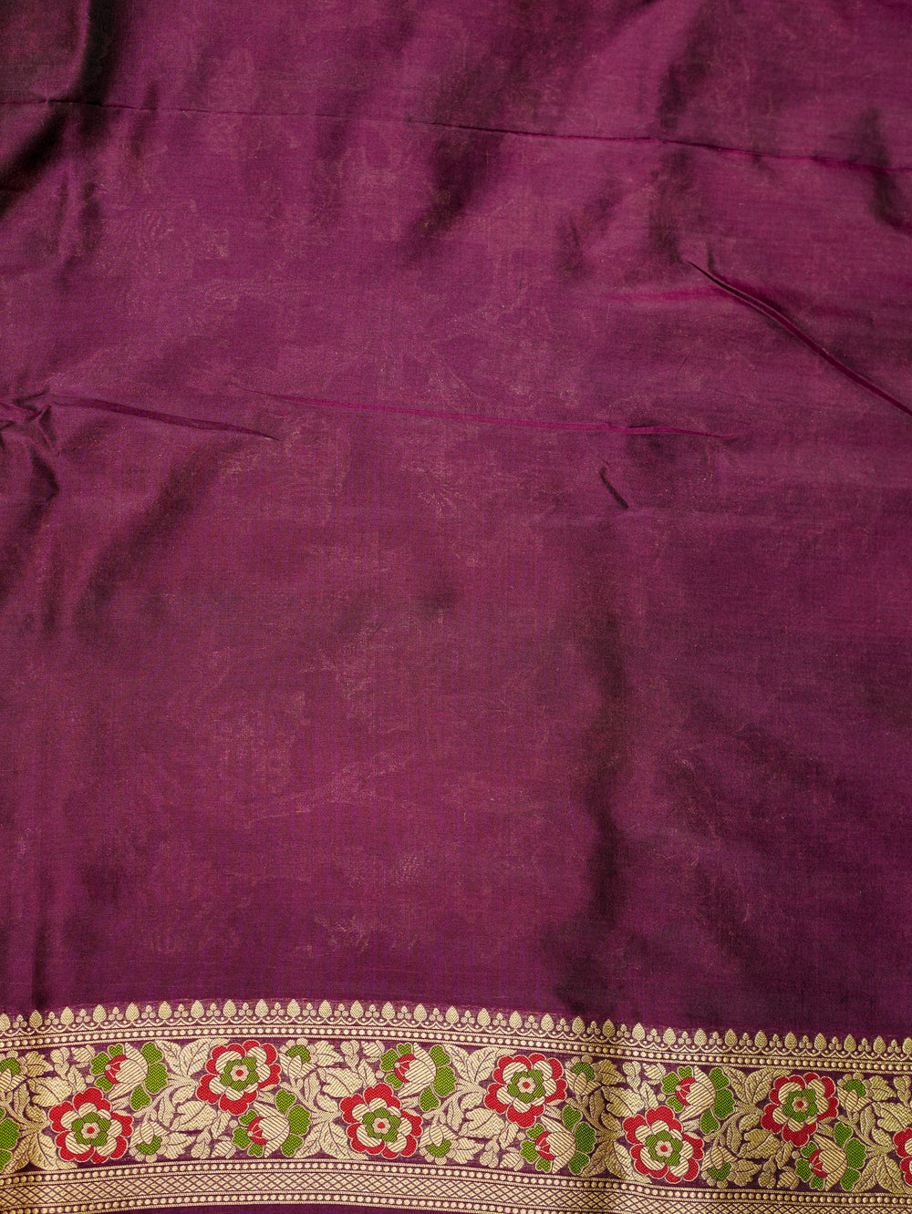 Handwoven Wine Meenakari Banarasi Katan Silk Saree