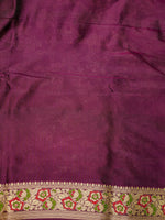 Handwoven Wine Meenakari Banarasi Katan Silk Saree