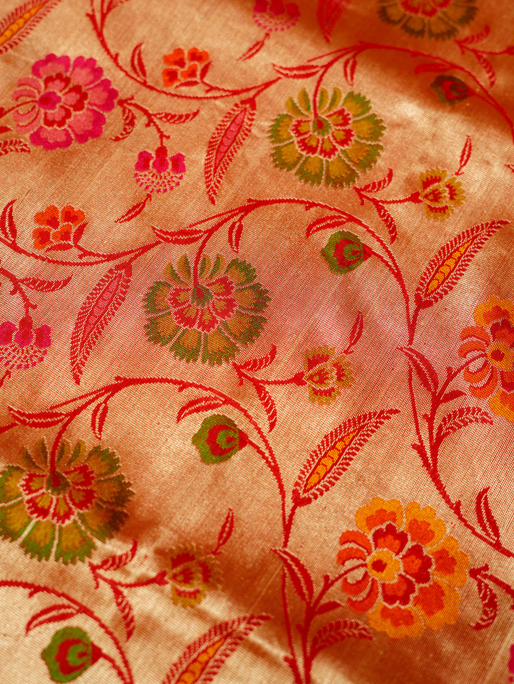 Handwoven Red Meenakari Banarasi Katan Silk Saree