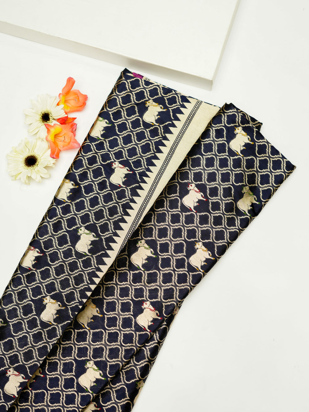 Handwoven Blue Meenakari Motif Banarasi Katan Silk Saree