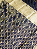 Handwoven Blue Meenakari Motif Banarasi Katan Silk Saree