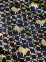 Handwoven Blue Meenakari Motif Banarasi Katan Silk Saree