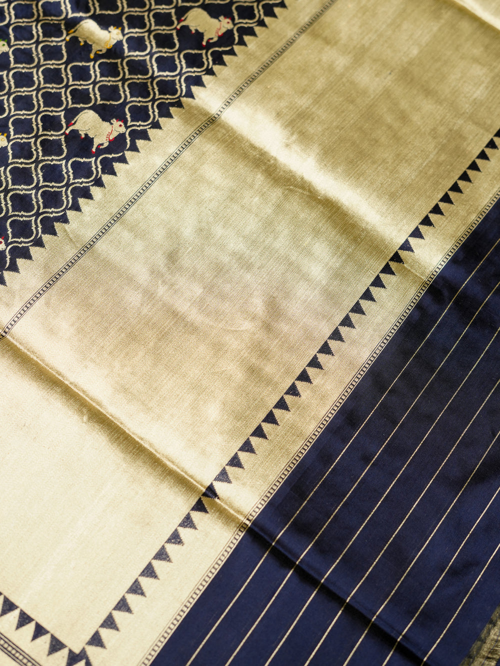 Handwoven Blue Meenakari Motif Banarasi Katan Silk Saree