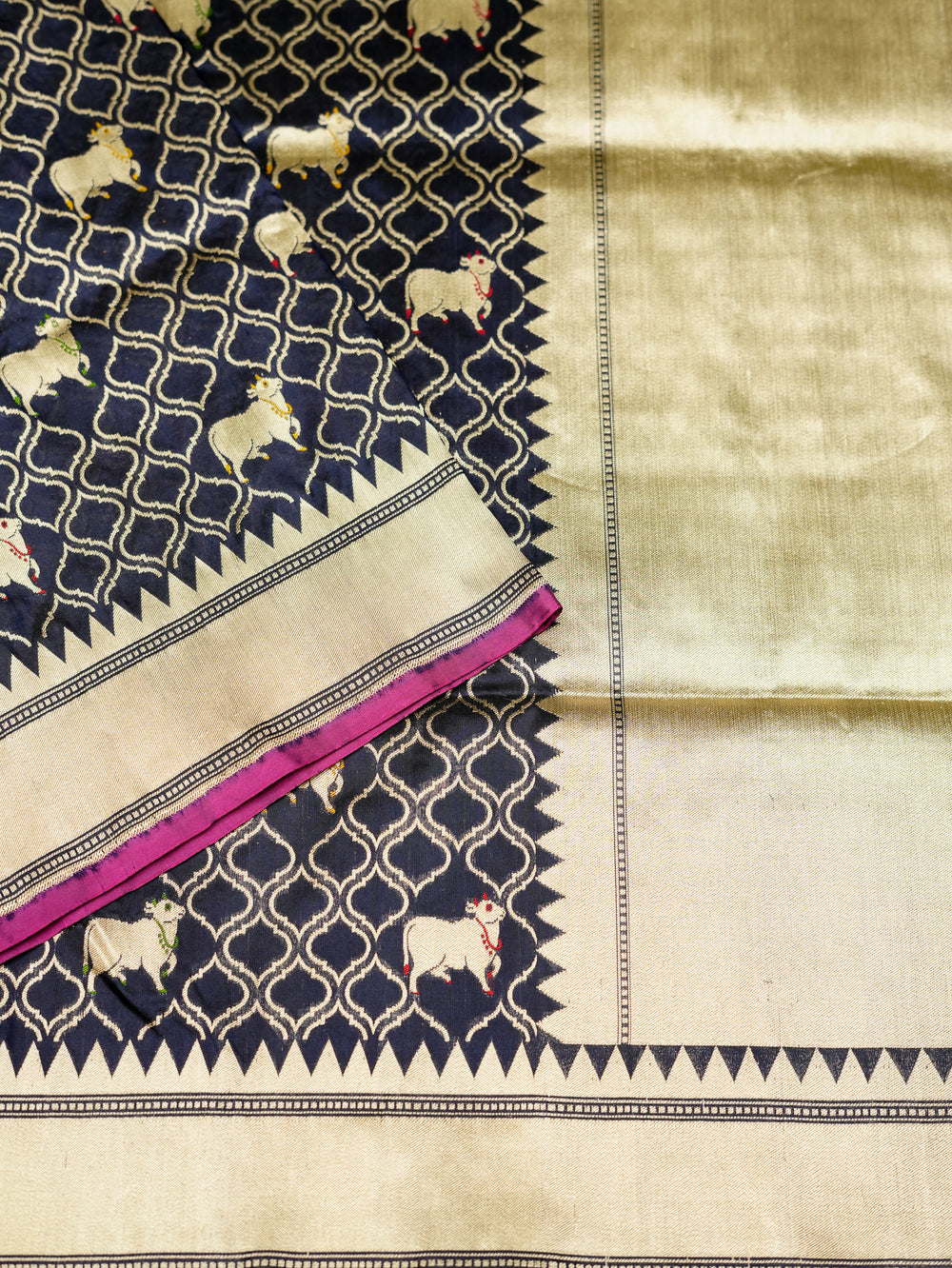 Handwoven Blue Meenakari Motif Banarasi Katan Silk Saree