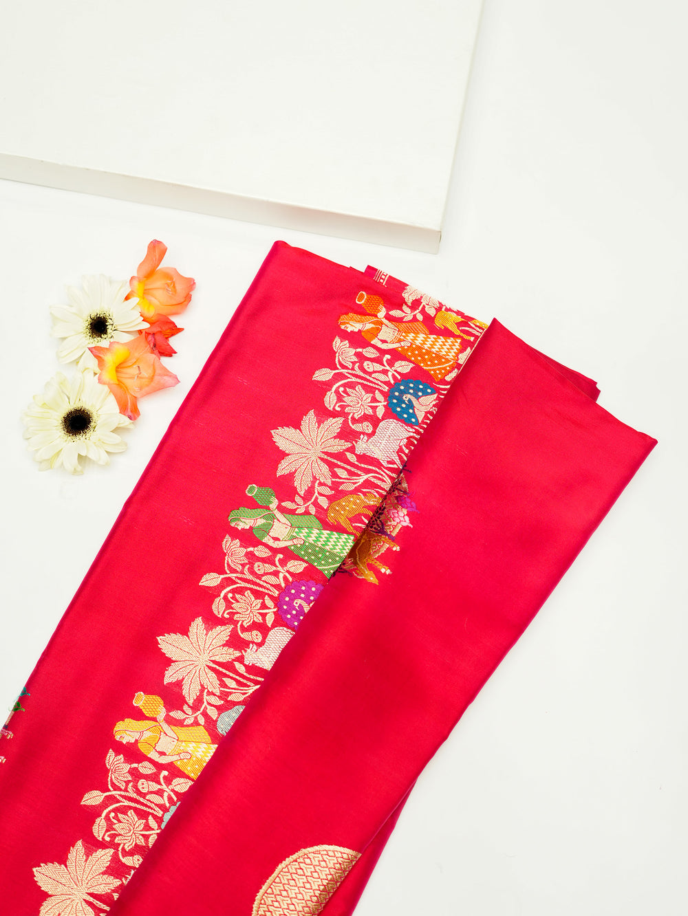 Handwoven Hot Pink Meenakari Motif Banarasi Katan Silk Saree