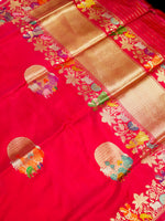 Handwoven Hot Pink Meenakari Motif Banarasi Katan Silk Saree