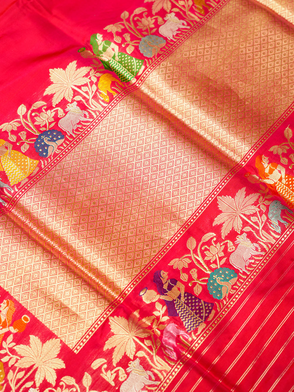 Handwoven Hot Pink Meenakari Motif Banarasi Katan Silk Saree