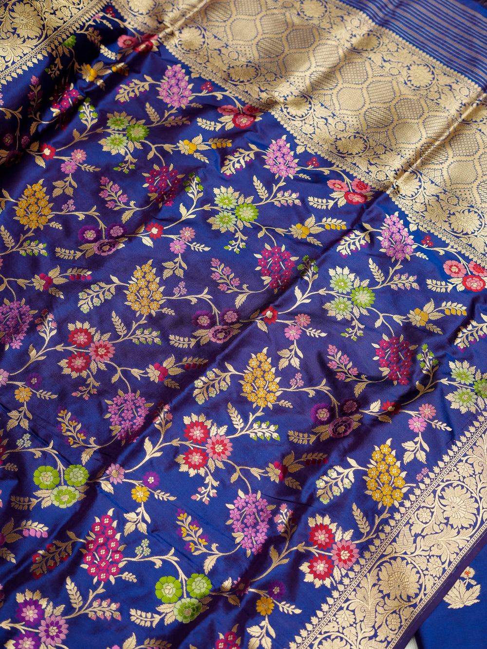 Handwoven Purplist Blue Banarasi Katan Silk Suit