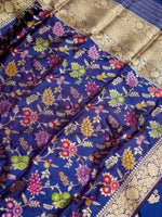 Handwoven Purplist Blue Banarasi Katan Silk Suit
