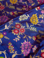 Handwoven Purplist Blue Banarasi Katan Silk Suit