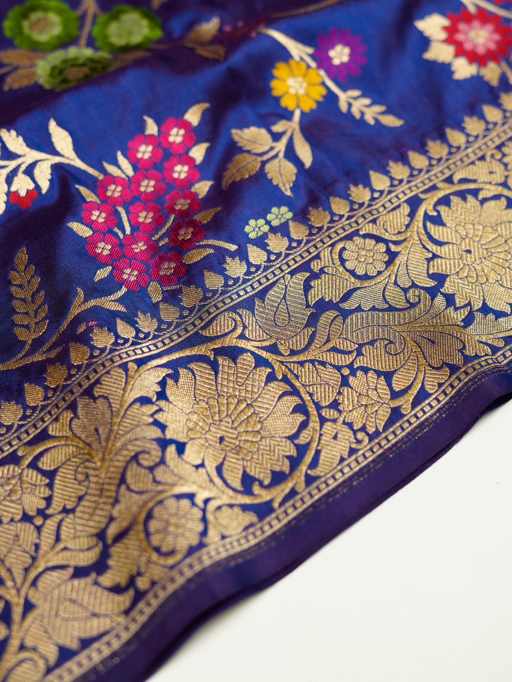 Handwoven Purplist Blue Banarasi Katan Silk Suit