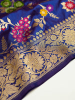 Handwoven Purplist Blue Banarasi Katan Silk Suit