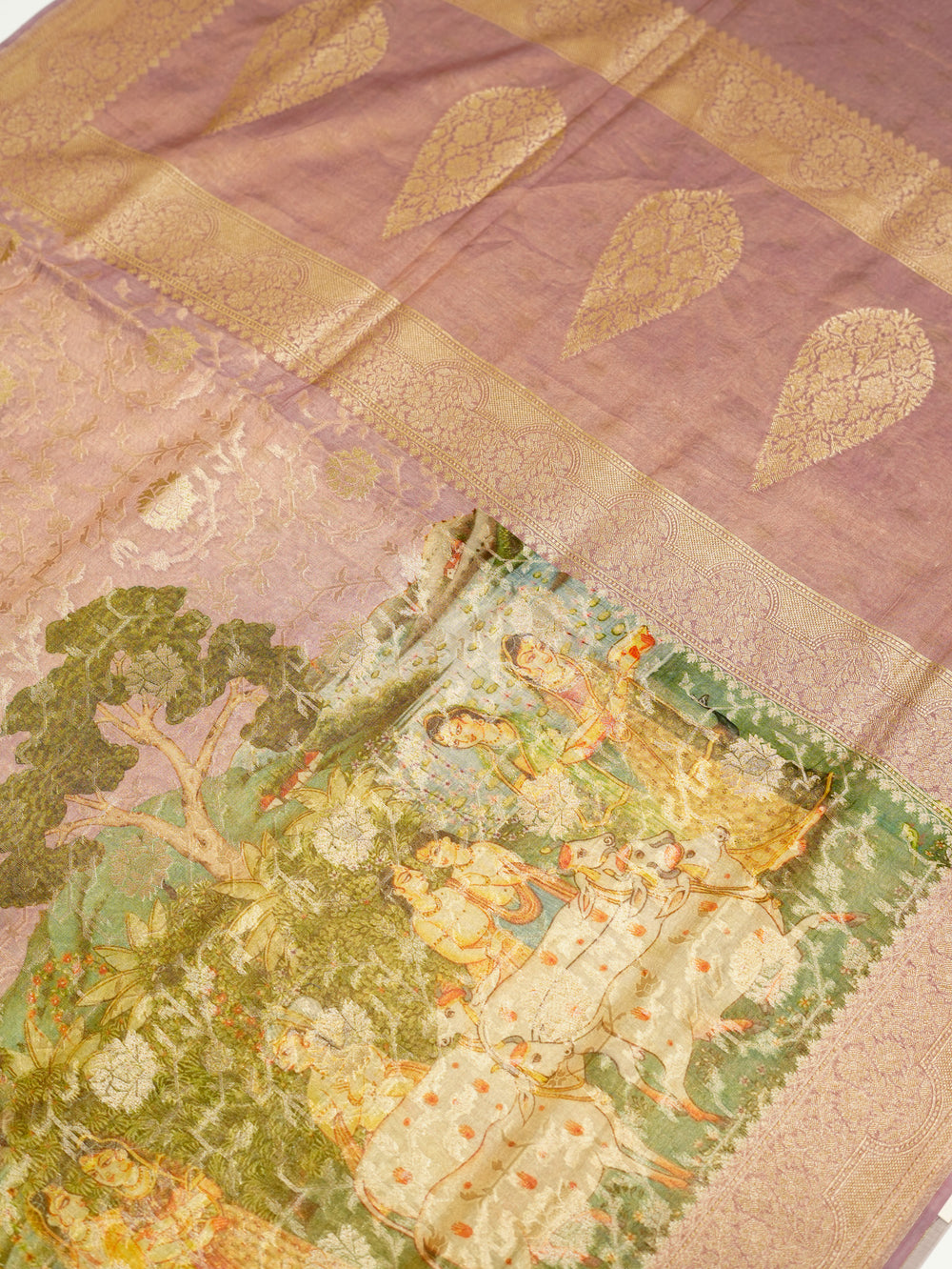 Handwoven Lavender Banarasi Handloom Silk Saree
