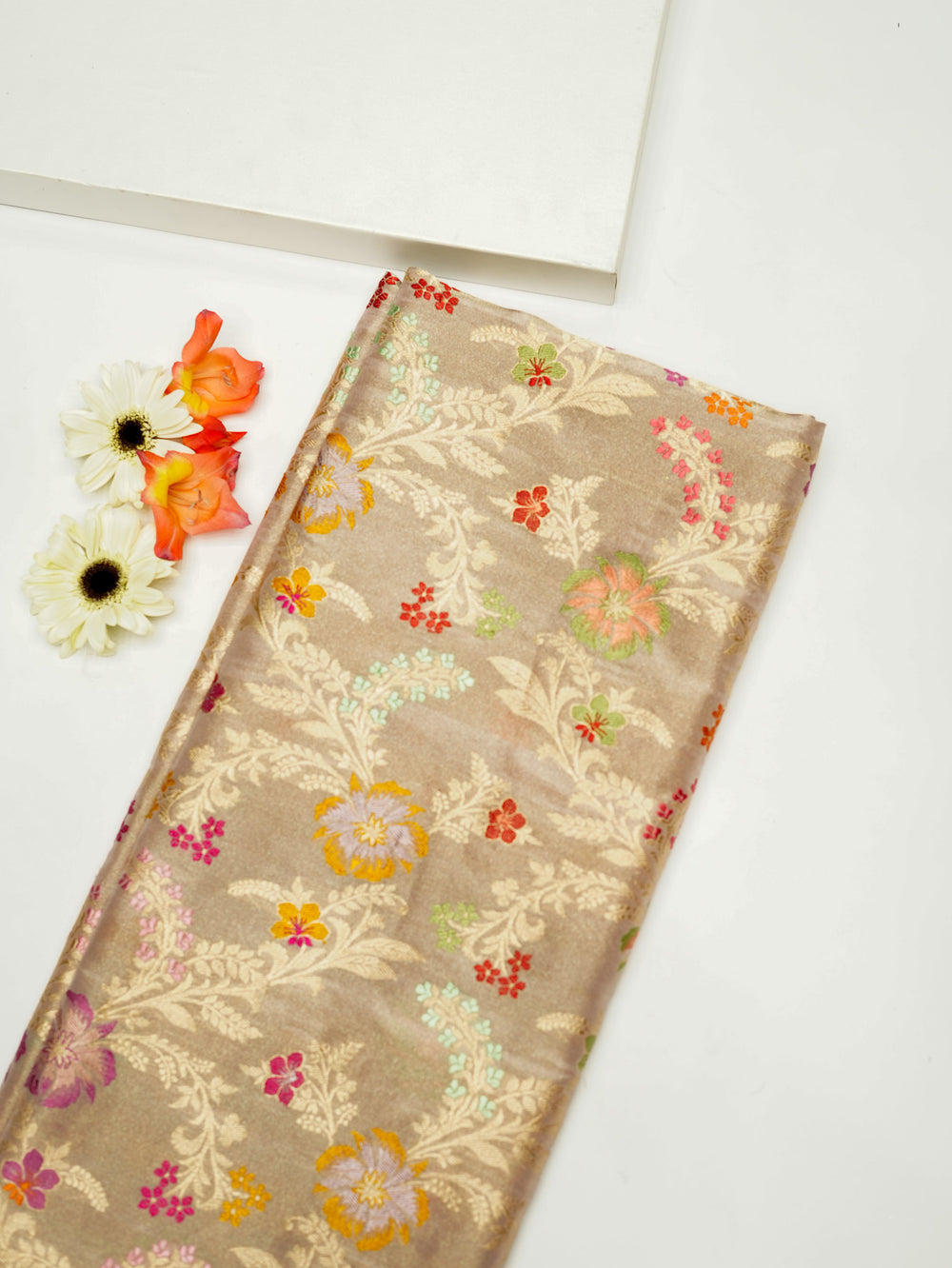 Handwoven Gold Meenakari Banarasi Tissue Katan Silk Saree