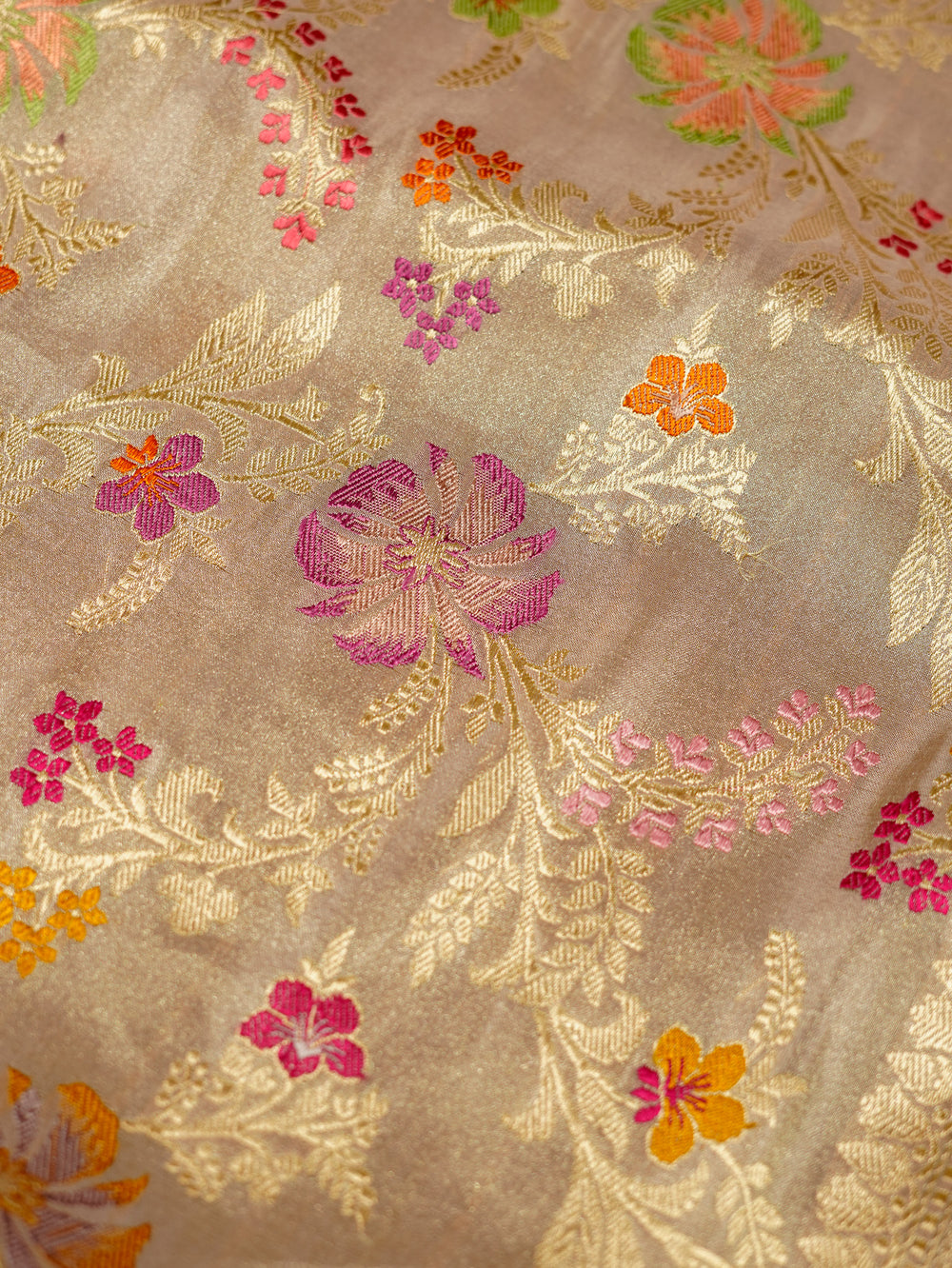 Handwoven Gold Meenakari Banarasi Tissue Katan Silk Saree