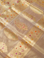 Handwoven Gold Meenakari Banarasi Tissue Katan Silk Saree