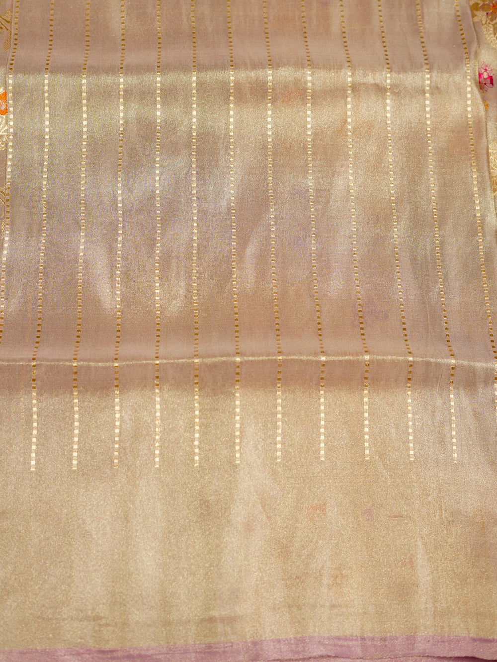 Handwoven Gold Meenakari Banarasi Tissue Katan Silk Saree