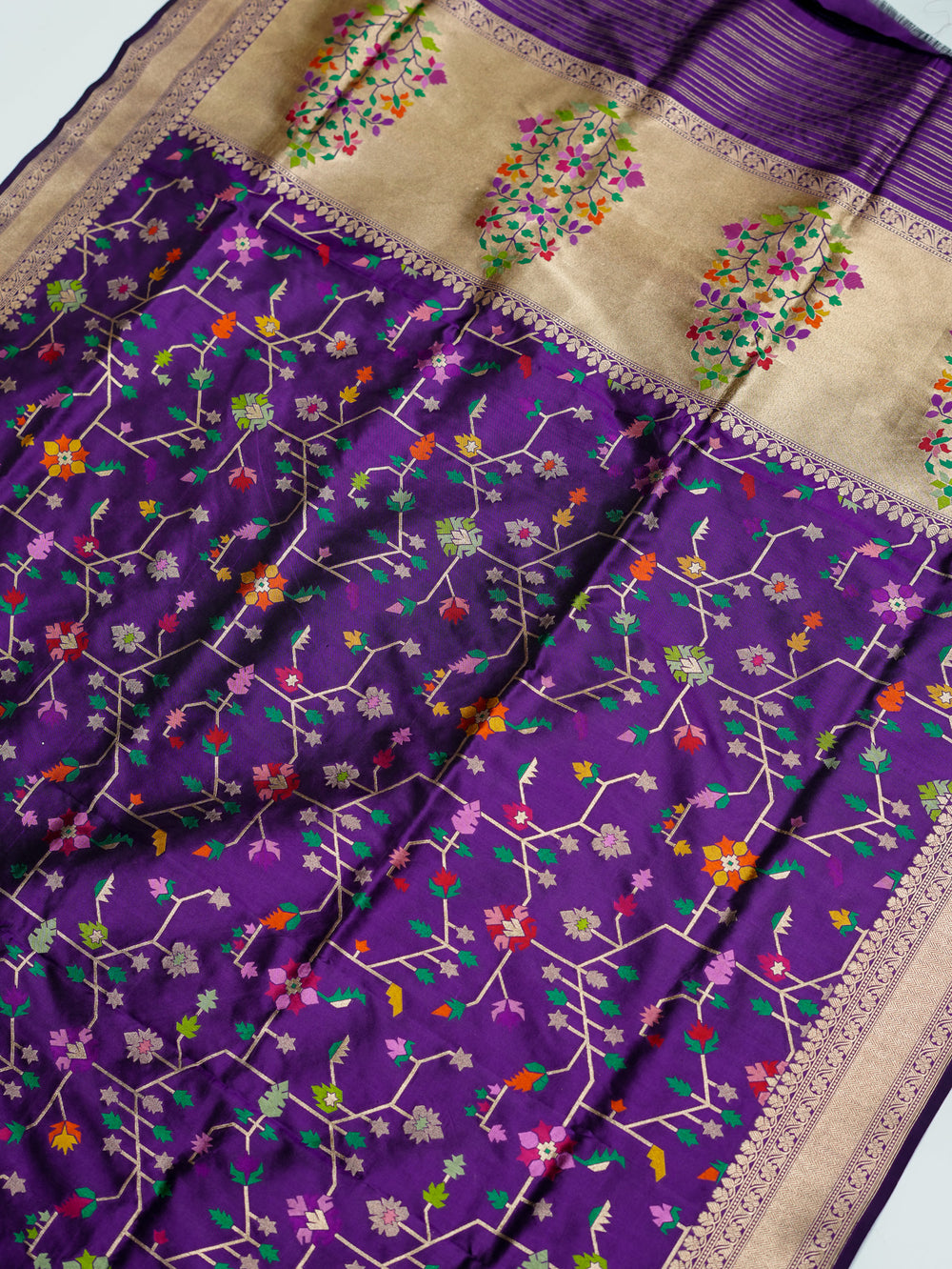 Handwoven Purple Banarasi Katan Silk Suit