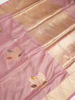 Handwoven Mauve Meenakari Motif Banarasi Katan Silk Saree