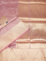 Handwoven Mauve Meenakari Motif Banarasi Katan Silk Saree