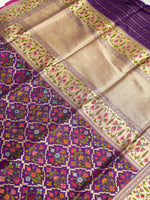 Handwoven Purple Meenakari Banarasi Katan Silk Saree