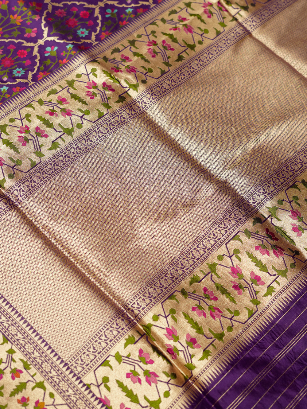 Handwoven Purple Meenakari Banarasi Katan Silk Saree