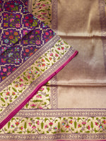 Handwoven Purple Meenakari Banarasi Katan Silk Saree