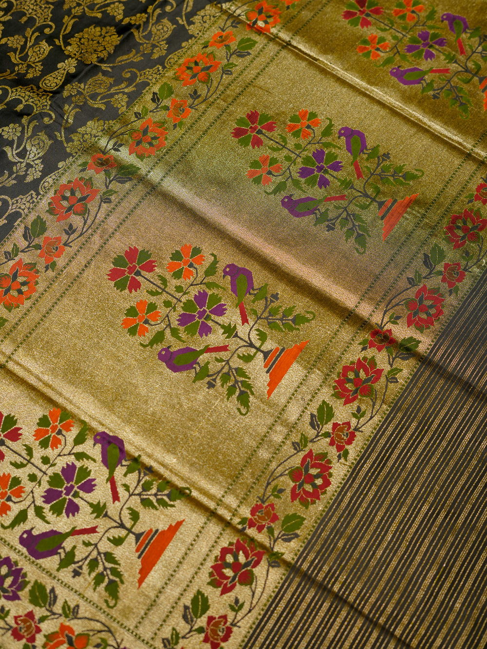 Handwoven Black Meenakari Banarasi Katan Silk Saree