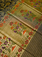 Handwoven Black Meenakari Banarasi Katan Silk Saree