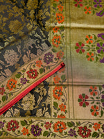 Handwoven Black Meenakari Banarasi Katan Silk Saree