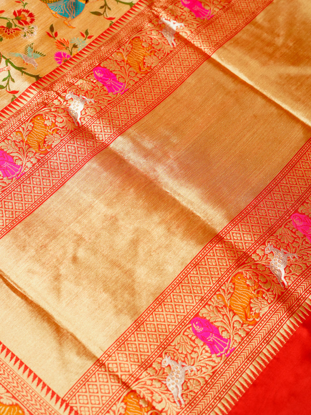 Handwoven Red Meenakari Motif Banarasi Katan Silk Saree