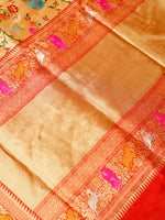 Handwoven Red Meenakari Motif Banarasi Katan Silk Saree