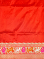 Handwoven Red Meenakari Motif Banarasi Katan Silk Saree