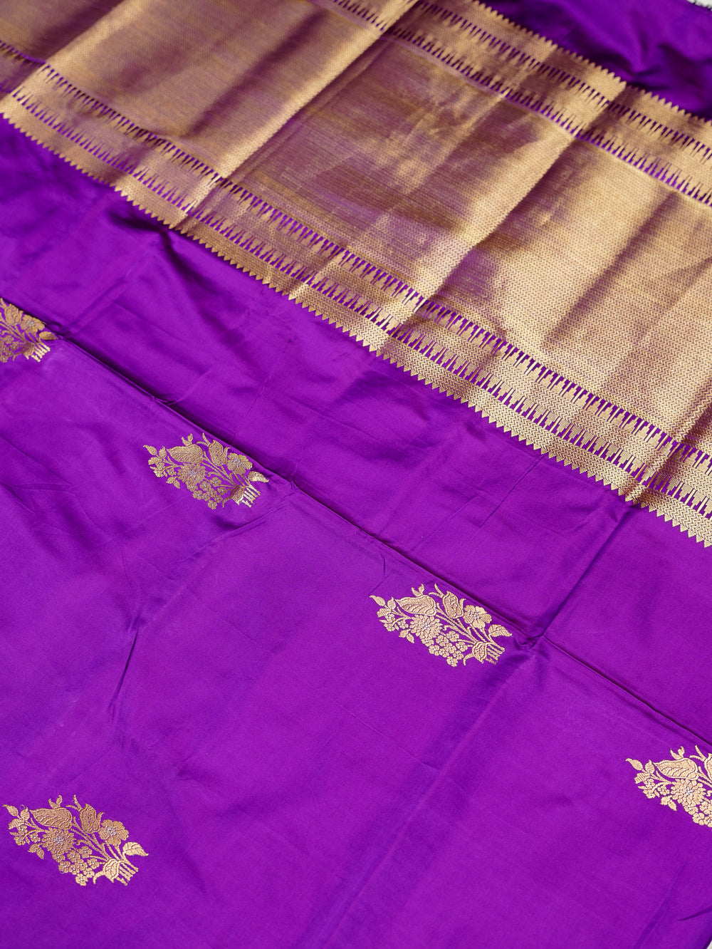 Handwoven Purple Banarasi Katan Silk Saree