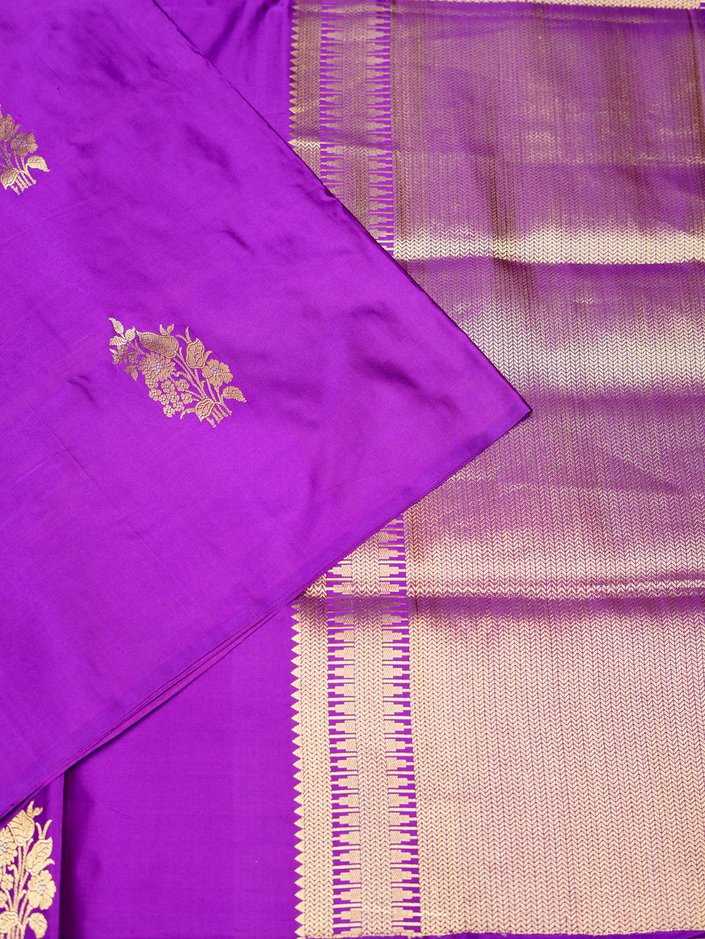 Handwoven Purple Banarasi Katan Silk Saree