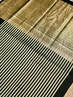 Handwoven Black Banarasi Mashru Silk Saree
