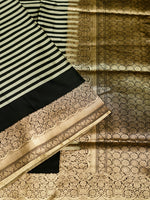 Handwoven Black Banarasi Mashru Silk Saree