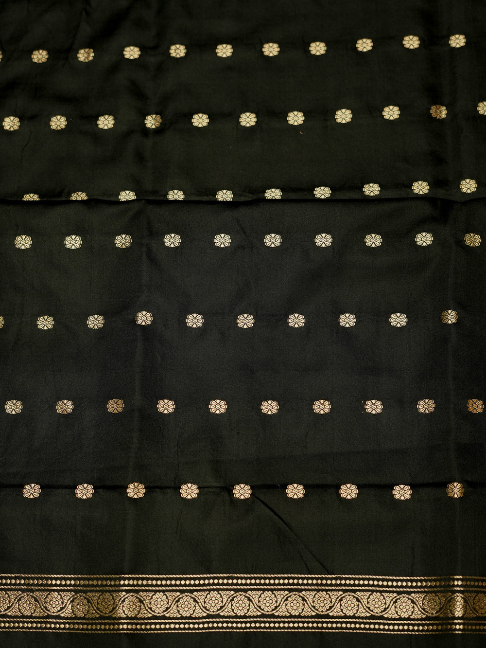 Handwoven Black Banarasi Mashru Silk Saree