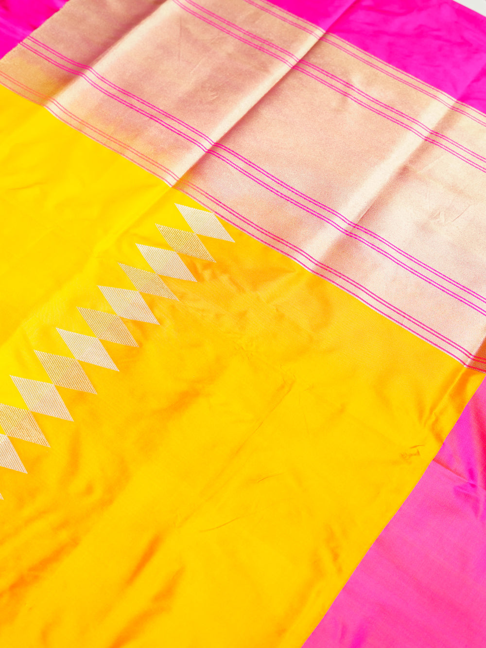 Handwoven Yellow Banarasi Katan Silk Saree