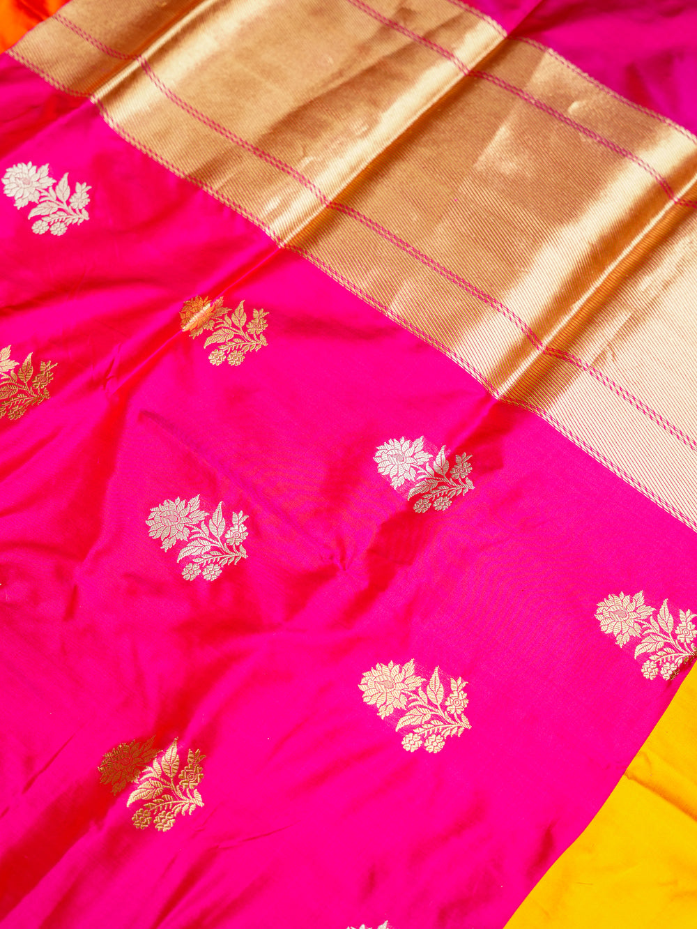 Handwoven Rani Pink Banarasi Katan Silk Saree