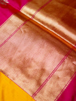 Handwoven Rani Pink Banarasi Katan Silk Saree