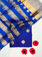 Handwoven Royal Blue Banarasi Katan Silk Suit